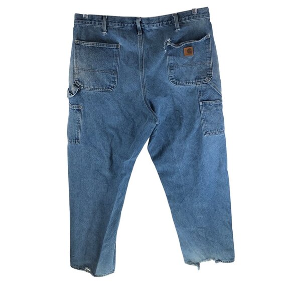 Carhartt Signature Denim Dungaree Original Carpenter Jeans 40x32 Actual 38x31 - Picture 3 of 9